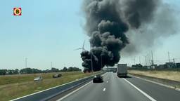 Enorme brand nadat vrachtwagens botsen, A16 vanuit België nog uren dicht