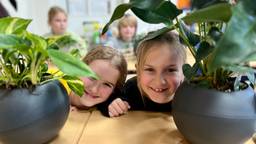 Kinderen van KBS Petrus en Paul met hun planten.