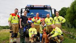 Hond Bèla dacht woensdagmiddag een verfrissende duik in een beekje aan de Berlicumseweg in Rosmalen te nemen, maar dat eindigde in een groot avontuur voor de Hongaarse vizsla én haar baasje Marion van den Heuvel.