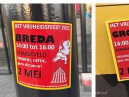 Stickers die het feest aankondigen hangen al een tijdje in Breda.