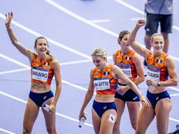 Eveline Saalberg plaatste zich met het Nederlands vrouwenestafetteteam voor de finale van de 4x400 meter (foto: ANP 2024/Remko de Waal).