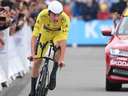 Mathieu van der Poel gaf alles tijdens de tijdrit van woensdag in de Tour de France (foto: ANP 2021).
