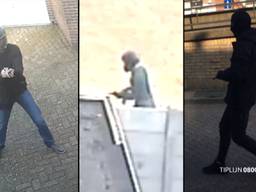 De drie schutters, mogelijk gaat het om dezelfde man (foto: politie).