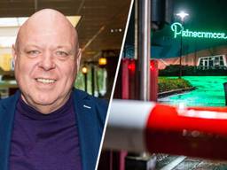 Peter Gillis en de entree van vakantiepark Prinsenmeer in Ommel (foto's: ANP).