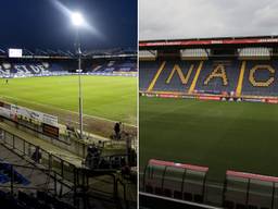 Links het stadion van Willem II, rechts het stadion van NAC (foto's: ANP).