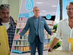 Frank Lammers, Jeroen van Koningsbrugge en Leo Alkemade spelen allemaal in een reclame (foto: Jumbo, Albert Heijn en Prijsvrij).