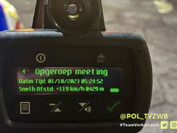 De gemeten snelheid was bijna 120 kilometer per uur (foto: politie Zeeland-West-Brabant).