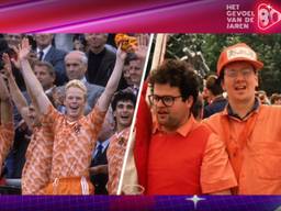 Joost Frencken met een van zijn vrienden op de EK-finale (rechts, foto: privé). 