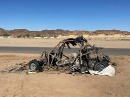 De uitgebrande buggy van Jan-Willem van Mourik