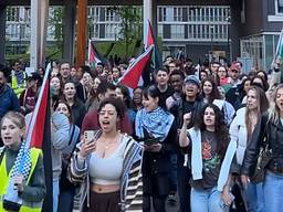 De demonstratie op Tilburg University. (foto Instagram Palestine Tilburg).
