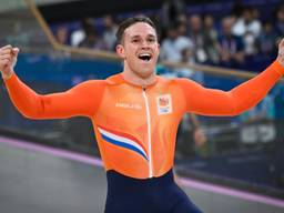 Harrie Lavreysen zoals zo vaak juichend (archieffoto: Orange Pictures).