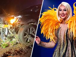 Vanessa van Cartier crashte met haar auto tegen een boom (foto's: Vanessa van Cartier/ANP).