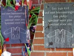 De gedenksteen voor en na de vernieling (foto: via Sabina Cantiluppi).