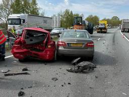 Het ongeluk op de A2 (foto: X/Rijkswaterstaat).