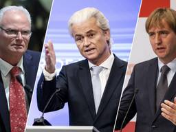 John Frenken, Geert Wilders en Eric de Bie (foto's: ANP).