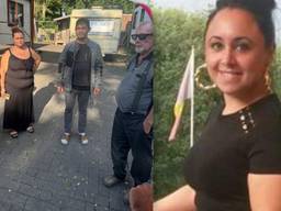 Links de familie van Joeweela, rechts Joeweela zelf (fotocompilatie: L1).