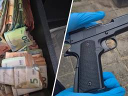 De politie vond veel cash en een op vuurwapen gelijkend voorwerp (foto: Politie Gestel/Instagram).