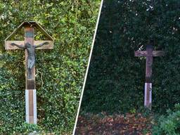 Het kruis met en zonder beeld (foto: gemeente Vught).
