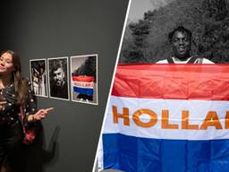 Neeltje van der Laar en haar winnende foto's in het Rijksmuseum (eigen beeld)