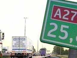 A27 dicht na ongeval.