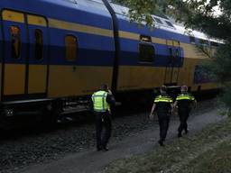Politie bij de stilstaande trein in Bergen op Zoom. Foto: Thymen Stolk