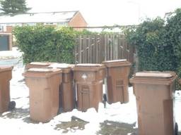 Deze containers in Breda worden pas zaterdag geleegd. (Foto: Bas Vermeulen)