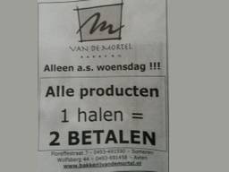De advertentie van Bakkerij van de Mortel (bron: Bram van Oosterhout / Twitter)