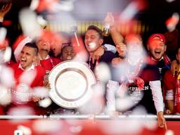 PSV tijdens het kampioensfeest.