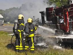 Brandweer blust de brand (foto: Rico Vogels / SQ Vision).