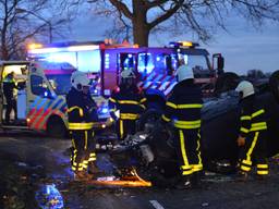 Auto crasht na achtervolging in Galder in 2016. (Foto: Perry Roovers) 