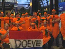 Dartsfans uit Hoeven vieren carnaval tijdens WK darts in Londen