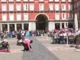 In Maart misdroegen PSV-supporters zich op het Plaze de Mayor in Madrid.