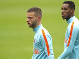 Bart Ramselaar en Joshua Brenet op een training van Oranje. (Foto: VI Images)