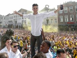 Manu Garcia tijdens de huldiging op de grote markt (foto: VI Images).