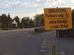 In Oudenbosch staan de calorieën voor omfietsen op borden aangegeven