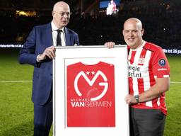 Michael van Gerwen werd in januari gehuldigd in het stadion van PSV (foto: VI Images).