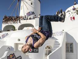 Freerunner Bart van der Linden tijdens het WK vorig jaar. (Foto: ANP)