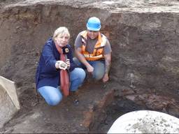Sporen gevonden van Romeins badhuis in Cuijk, vermoedelijk uit eerste eeuw (Foto: Alice van der Plas)