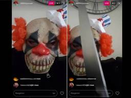 Een 'killerclown' uit Tilburg ging live op Instagram.