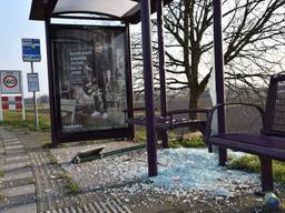 Op de Maasdijk tussen Andel en Giessen zijn opnieuw twee bushokjes totaal vernield. Foto: GinoPress