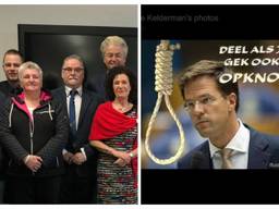 Marie-Louise Kelderman (derde van links) schreef op Facebook dat ze 'Rutte wil opknopen'.