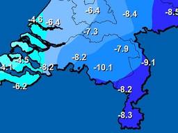 Strenge vorst afgelopen nacht in in Eindhoven, -10.1 graden. (Beeld: MeteoGroup,? Twitter @MeteoGroupWeer