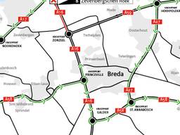 Omleidingsroutes rond Breda. Foto: Rijkswaterstaat