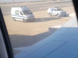 Het vliegtuig maakte een noodlanding in Faro. (Foto: Marlies van der Graaf)