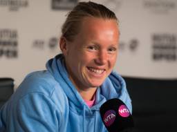 Kiki Bertens na afloop van de halve finale in Madrid op de persconferentie. (Foto: VI Images)