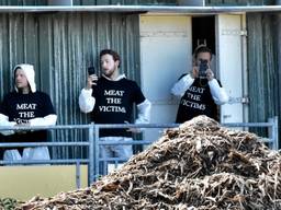 Activisten voor de stal in Boxtel. (Foto: Hans van Hamersveld)