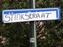 Bewoners van Hoog Geldrop hebben hun straat omgedoopt tot Stinkstraat. (foto: Omroep Brabant)