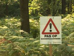 Bezoekers van het Liesbos in Breda worden gewaarschuwd voor de houtkap. (foto: Raoul Cartens)