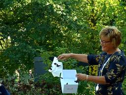 De burgemeester liet de vlinders los.