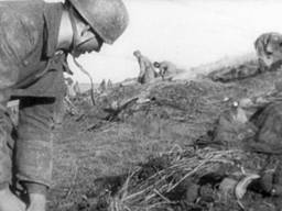 Duitse Fallschirmjäger in een dijk bij Woensdrecht (foto: archief)